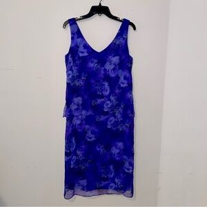 Ursula of Switzerland Floral Layered Sleeveless Midi Dress Size 10